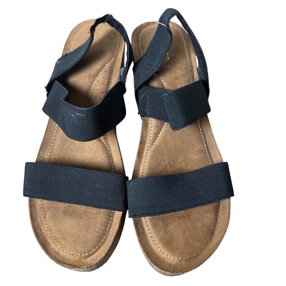 Madden Girl Zori Platform Wedge Sandal | Black | Sz 8.5 | Strappy Cork Elastic - Picture 2 of 6